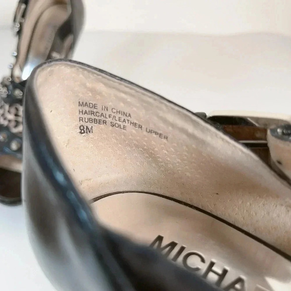 MICHAEL KORS | PEEP TOE LEOPARD PRINTED STUDDED  HEELS - Picture 10 of 15